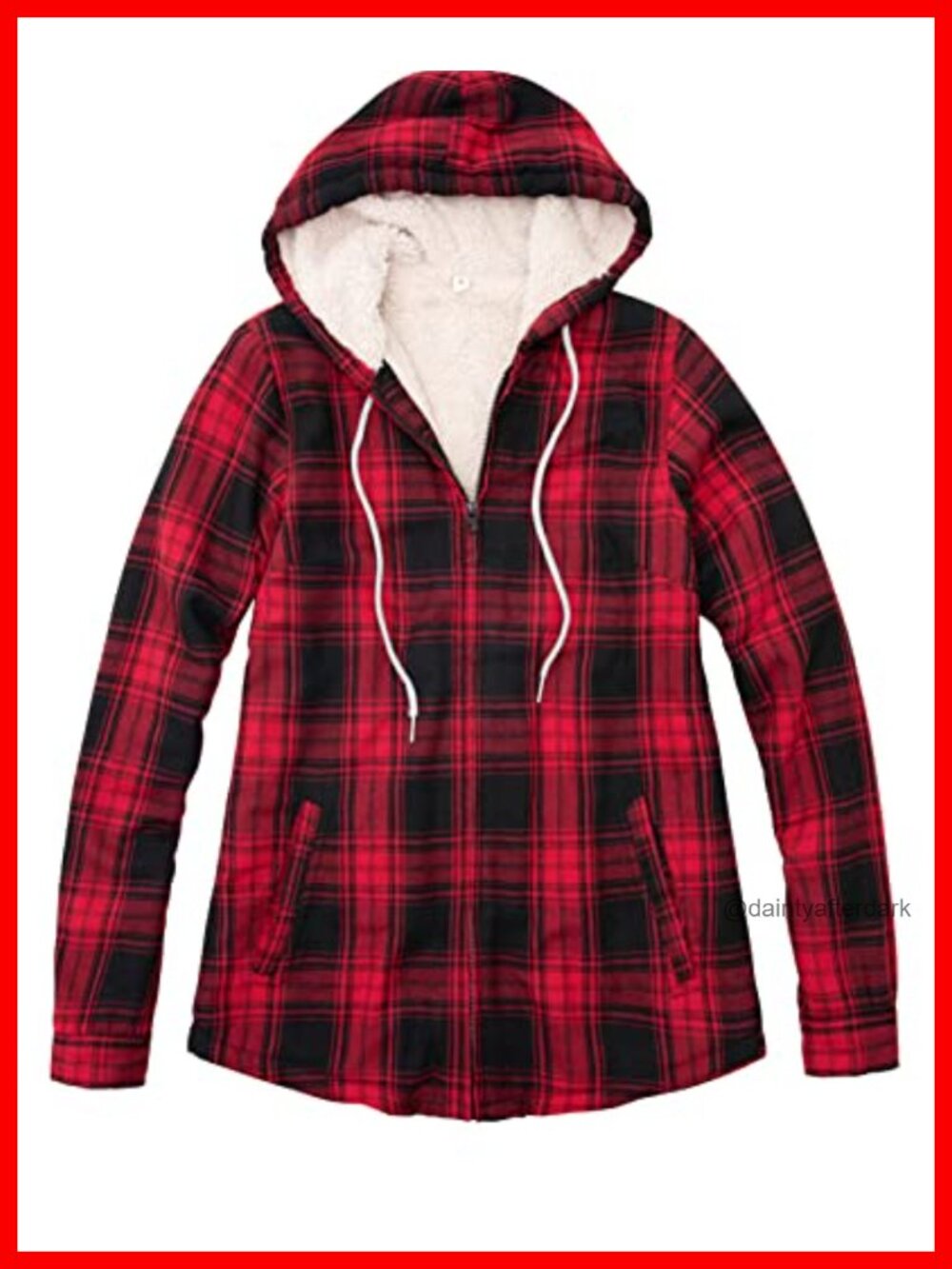 Sherpa Fleece Lined Full Zip Hooded Flannel Jacket Plaid Women's